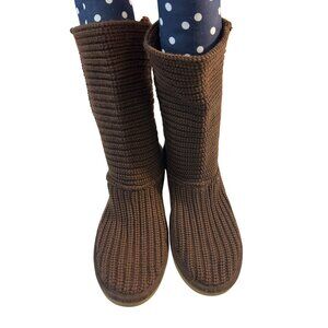 Ugg Australia Classic Cardy Knit Brown Womens Boots Size 11